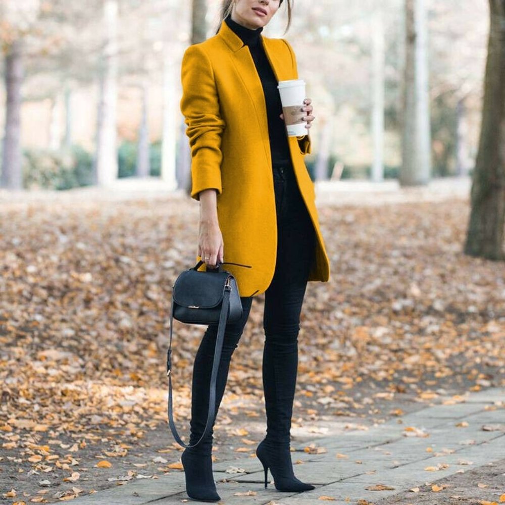 Women's Fashion Coat For an urban up and about town look Color: Mustard